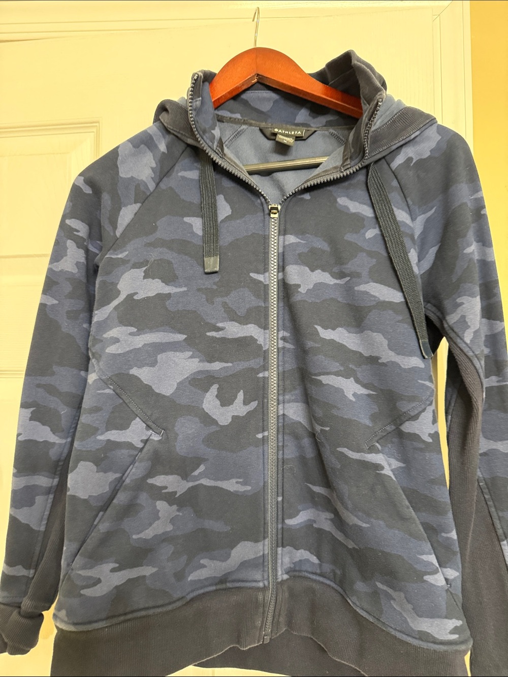 Athleta Navy Blue Camo Zip Hoodie